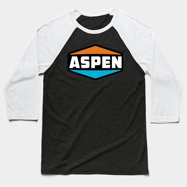 Skiing Aspen Colorado Ski Baseball T-Shirt by heybert00